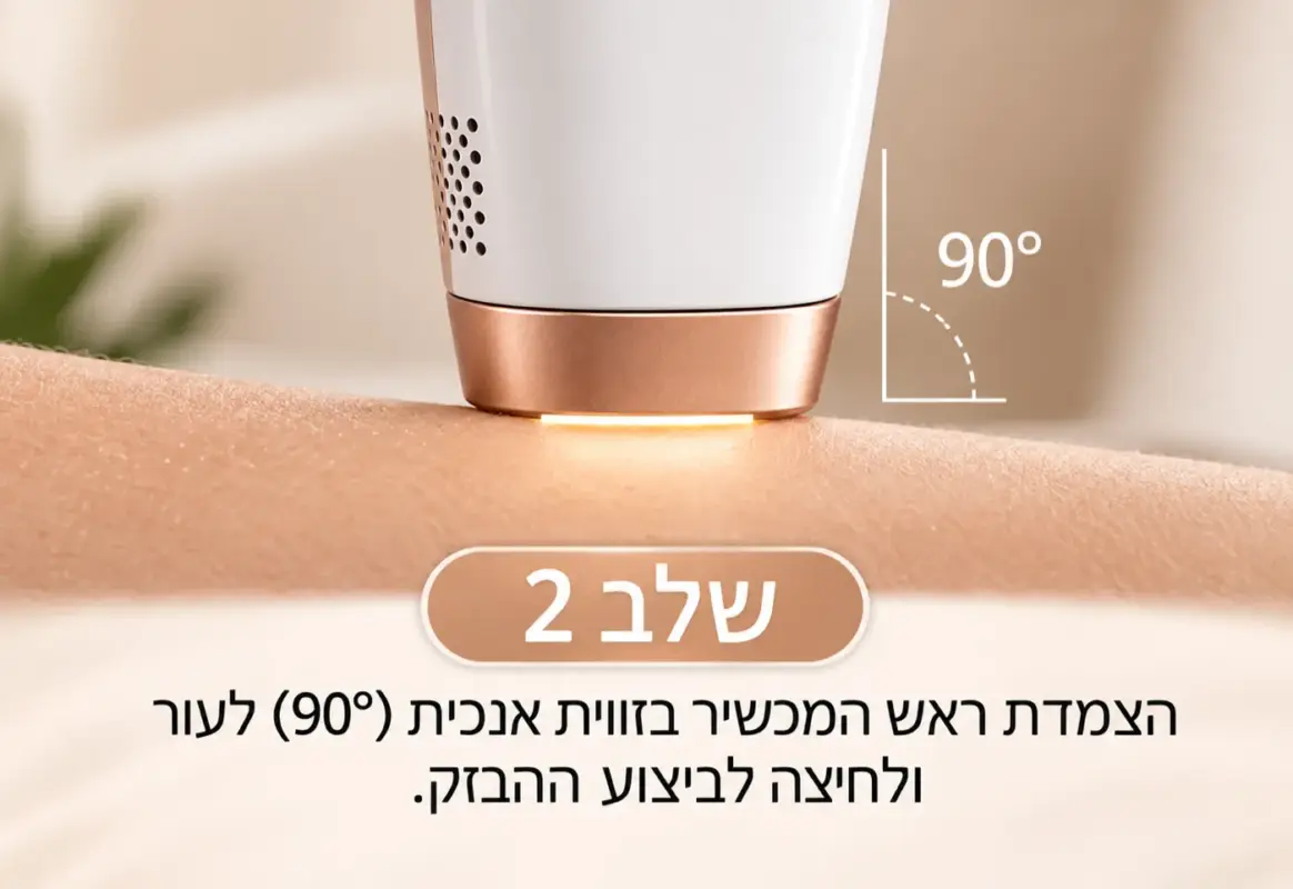 שלב 2: הצמדת המכשיר בזווית 90 מעלות